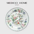 Chinoiserie floral birds white porcelain dinner plate – dining room