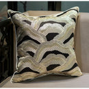 Chinoiserie golden embroidered cushion cover black & beige living room