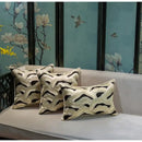 Chinoiserie golden embroidered cushion cover black & beige living room