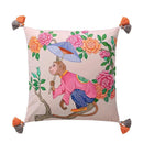 DecorBites™ Chinoiserie Monkey Umbrella Peonies Roses Pillowcase | Eclectic Home Decor