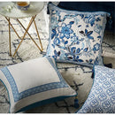 DecorBites™ Chinoiserie Style Blue White Porcelain Birds Floral Lumbar Pillow Case