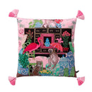 DecorBites™ Chinoiserie Zebra & Peonies Cushion Cover with Tassels