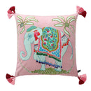 DecorBites™ Chinoiserie Zebra & Peonies Cushion Cover with Tassels