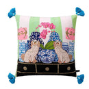 DecorBites™ Chinoiserie Zebra & Peonies Cushion Cover with Tassels