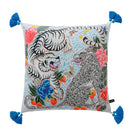 DecorBites™ Chinoiserie Zebra & Peonies Cushion Cover with Tassels