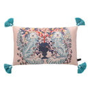 DecorBites™ Chinoiserie Zebra & Peonies Cushion Cover with Tassels