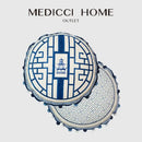 DecorBites™ Chintz Blue Cobalt Circular Throw Pillow Covers with Tassels - 35x35cm