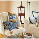 DecorBites™ Chintz Blue Cobalt Circular Throw Pillow Covers with Tassels - 35x35cm