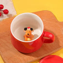 Red and white christmas animals ceramic mug set dining room figurines