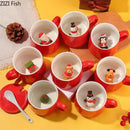 Red and white christmas animals ceramic mug set dining room figurines