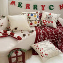 Christmas bell red embroidered pillow cover living room holiday decor