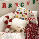 Christmas bell red embroidered pillow cover living room holiday decor