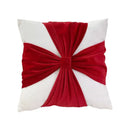 Red & green christmas bow patchwork velvet pillow set living room