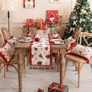 Cartoon plaid red & cream table runner dining room embroidered tassel