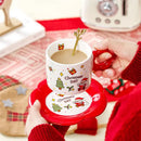 Festive white and red christmas ceramic santa tea set dining room