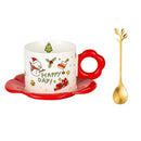 Festive white and red christmas ceramic santa tea set dining room