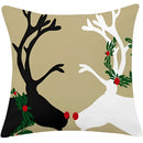 Red plaid christmas cotton linen pillowcases living room deer decor
