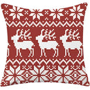 Red plaid christmas cotton linen pillowcases living room deer decor