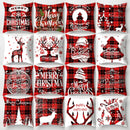 Festive red & white plaid christmas cushion cover living room decor