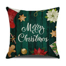 Festive reindeer linen cushion cover set cream & green living room