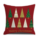 Festive reindeer linen cushion cover set cream & green living room