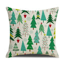 Festive reindeer linen cushion cover set cream & green living room