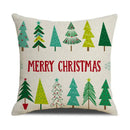 Festive reindeer linen cushion cover set cream & green living room