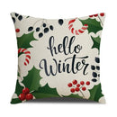 Festive reindeer linen cushion cover set cream & green living room