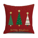 Festive reindeer linen cushion cover set cream & green living room
