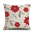 Festive reindeer linen cushion cover set cream & green living room