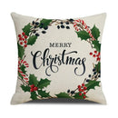 Festive reindeer linen cushion cover set cream & green living room