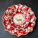 Festive red & white ceramic christmas dinnerware set – dining room