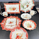 Festive red & white ceramic christmas dinnerware set – dining room