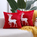 DecorBites™ Christmas Elk Embroidered Pillow Cover 45x45cm Festive Decorative Cushion