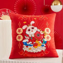 DecorBites™ Christmas Elk Pillowcase 45x45cm Farmhouse Red Letter Design