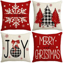 DecorBites™ Christmas Elk Pillowcase 45x45cm Farmhouse Red Letter Design