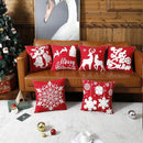 Red and white christmas embroidered cotton pillow covers living room