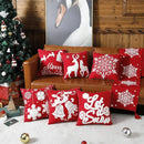 Red and white christmas embroidered cotton pillow covers living room