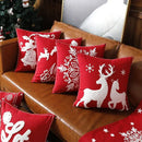 Red and white christmas embroidered cotton pillow covers living room