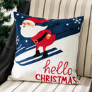 Blue santa sleigh embroidered pillow cover living room decor