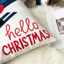 Blue santa sleigh embroidered pillow cover living room decor