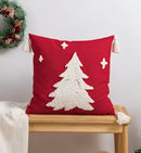 DecorBites™ Christmas Embroidered Red Geometric Pillow Cover for Festive Home Decor