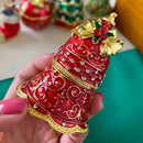 Christmas red & gold bow jewelry trinket box bedroom decor