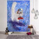 Christmas kitten snowman tapestry bedroom holiday wall hanging