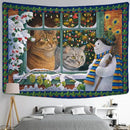 Christmas kitten snowman tapestry bedroom holiday wall hanging