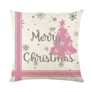 DecorBites™ Christmas Letter Print Linen Throw Pillow Cover for Holiday Home Decoration