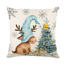 DecorBites™ Christmas Letter Print Linen Throw Pillow Cover for Holiday Home Decoration