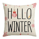DecorBites™ Christmas Letter Print Linen Throw Pillow Cover for Holiday Home Decoration