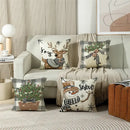 DecorBites™ Christmas Letter Print Linen Throw Pillow Cover for Holiday Home Decoration