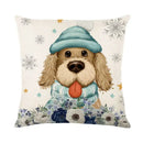 DecorBites™ Christmas Letter Print Linen Throw Pillow Cover for Holiday Home Decoration